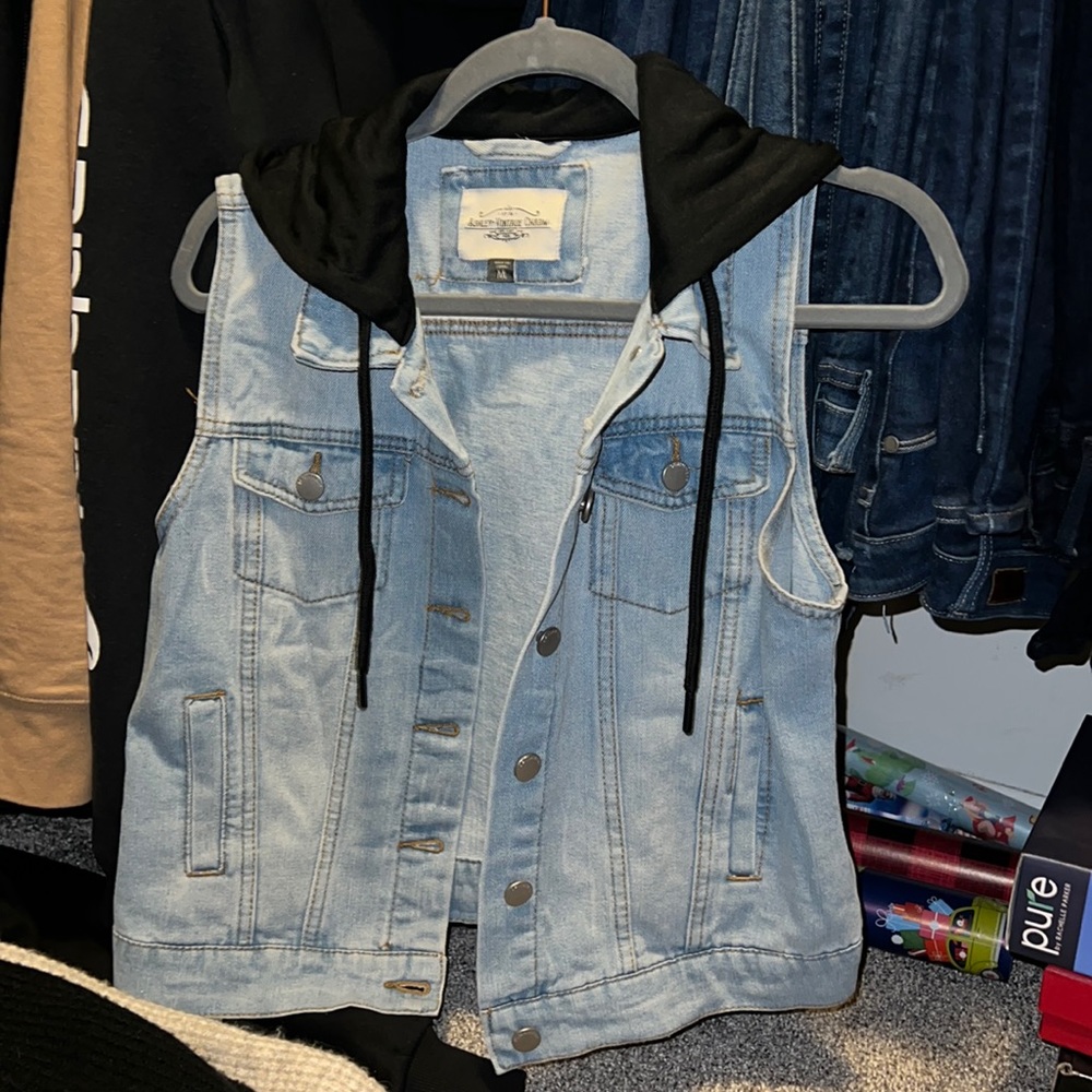 Hooded jean vest brand new